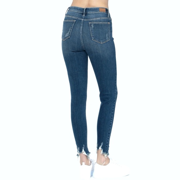 Judy Blue Womens Jeans 11 30 Stretch Chewed Hem Festival Boho Distressed Skinny - Picture 4 of 16